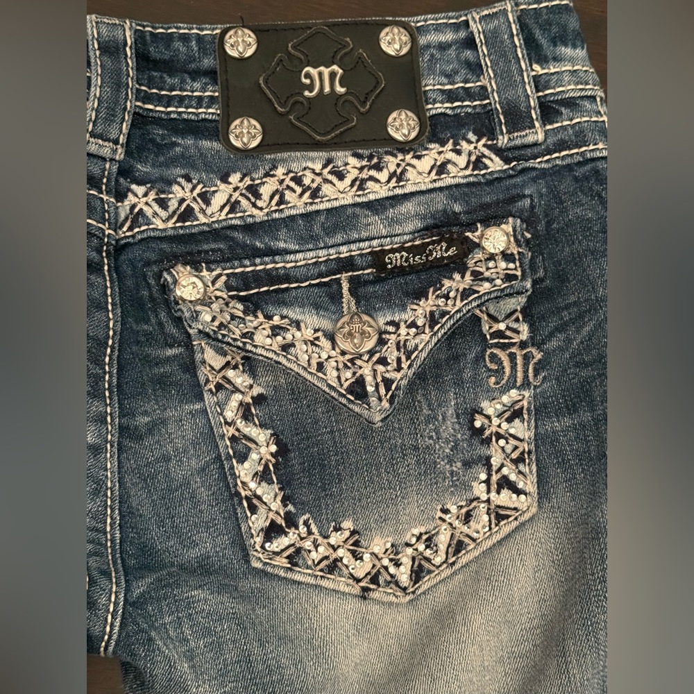 Miss Me Blue Signature Bootcut Jeans with Gorgeous Embellishments